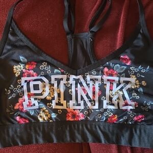 PINK Victoria's Secret Black Floral Bra